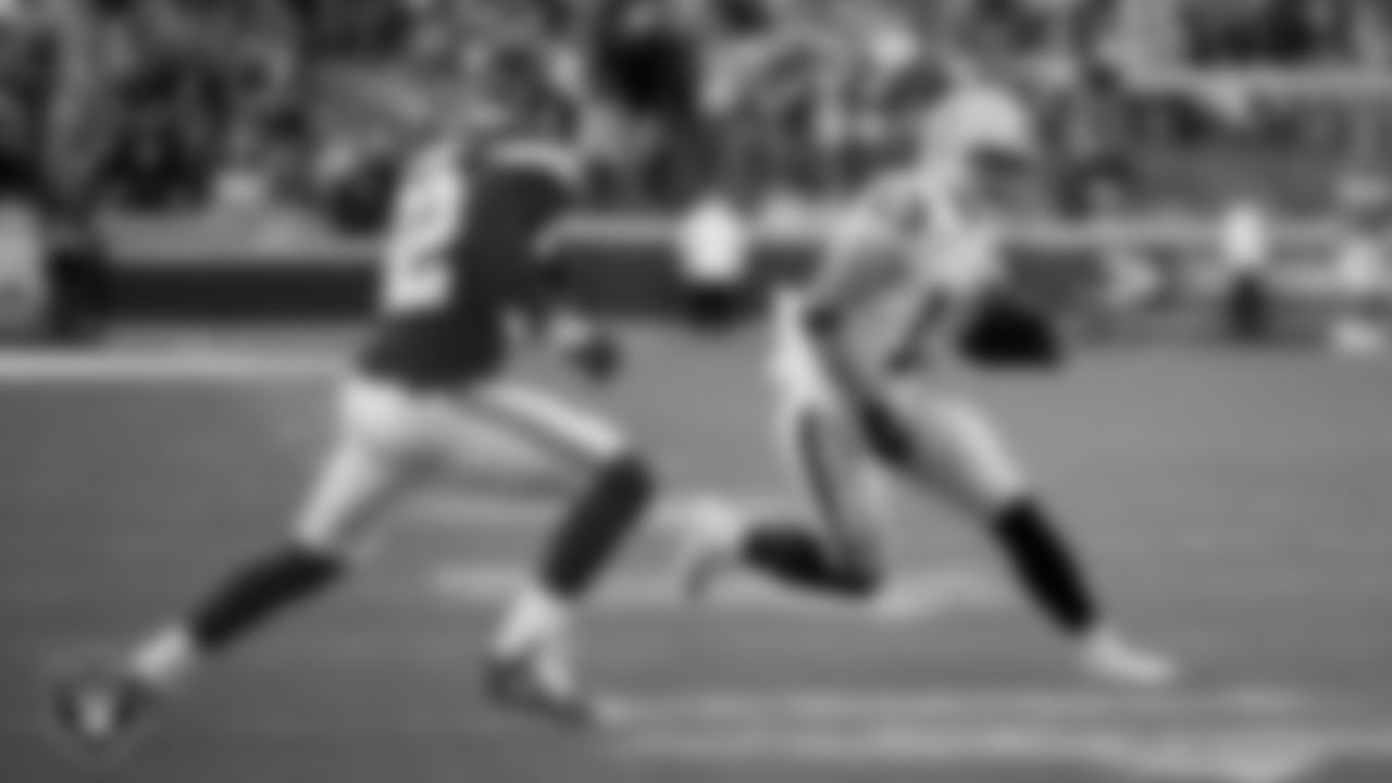 Las Vegas Raiders wide receiver Hunter Renfrow (13) runs after making a catch during the regular season away game against the Kansas City Chiefs.