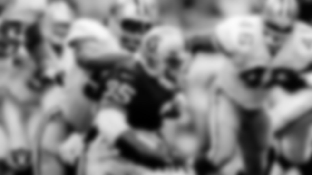 Oakland Raiders running back Joe Aska (35) rushes during the preseason away game against the Dallas Cowboys at Texas Stadium, Sunday, August 3, 1997, in Irving, Texas.