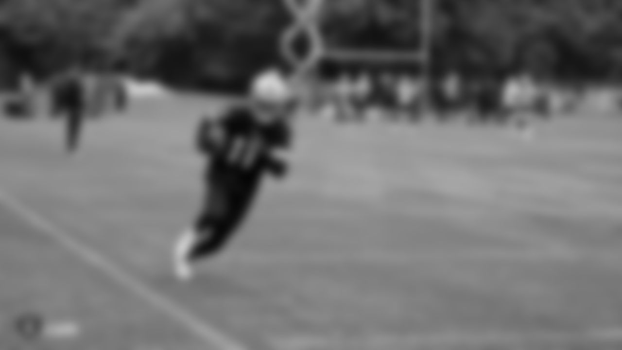 Raiders wide receiver Trevor Davis (11) on the field for practice at The Grove Hotel.