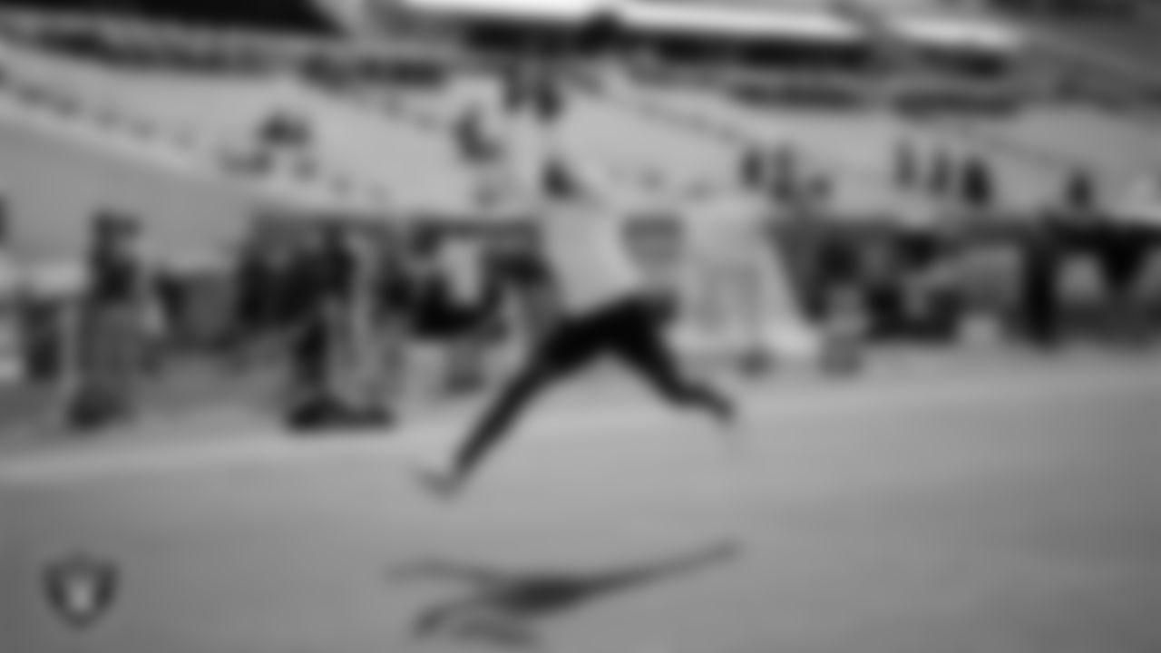 Las Vegas Raiders wide receiver Davante Adams (17) warming up before the regular season away game against the Jacksonville Jaguars at TIAA Bank Field.