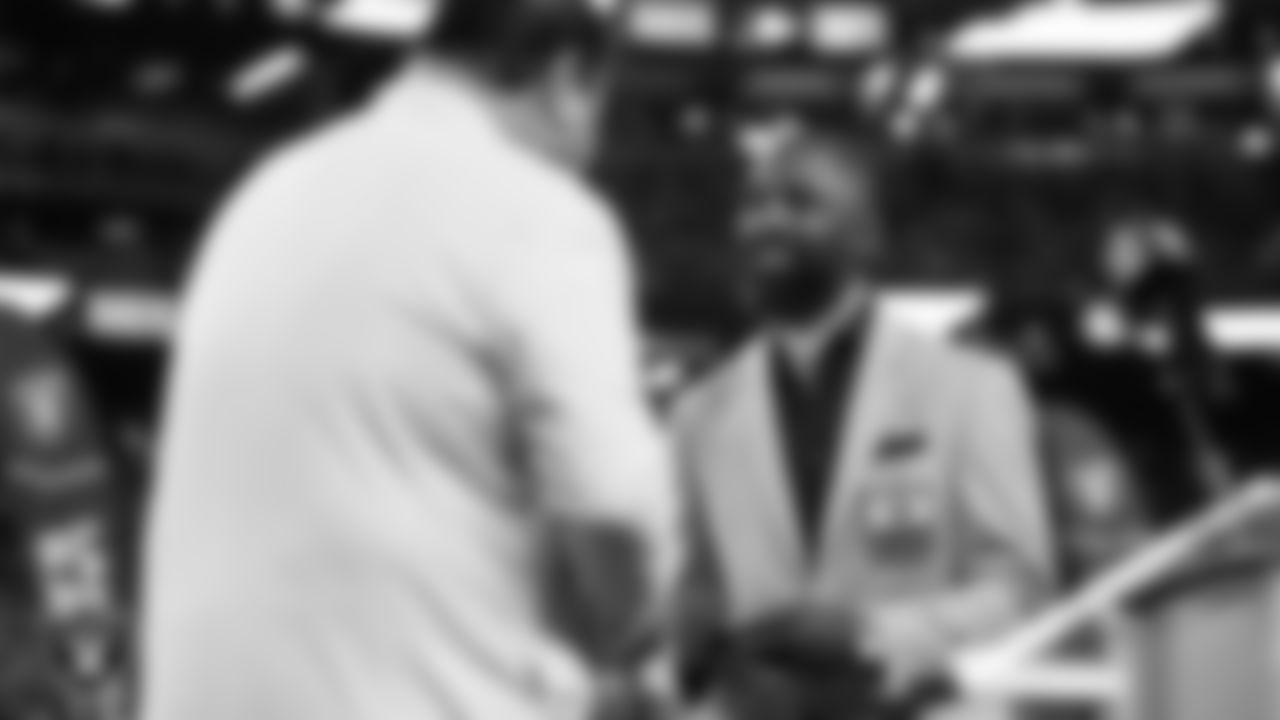 Las Vegas Raiders Hall of Famer, Charles Woodson, is presented with the Ring of Excellence before the Las Vegas Raiders regular season home game against the Kansas City Chiefs.