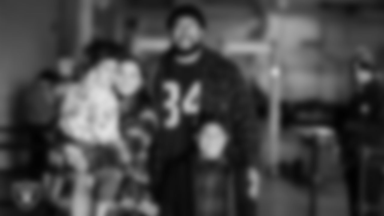Las Vegas Raiders defensive tackle Kyle Peko (93) and his family arrive to the regular season home game against the Indianapolis Colts at Allegiant Stadium.