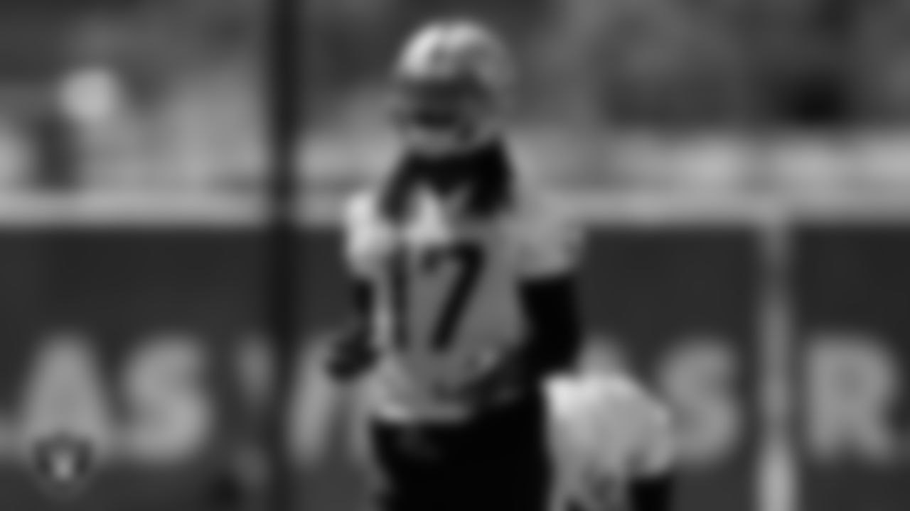 Las Vegas Raiders wide receiver Davante Adams (17) at an Organized Team Activity (OTA).