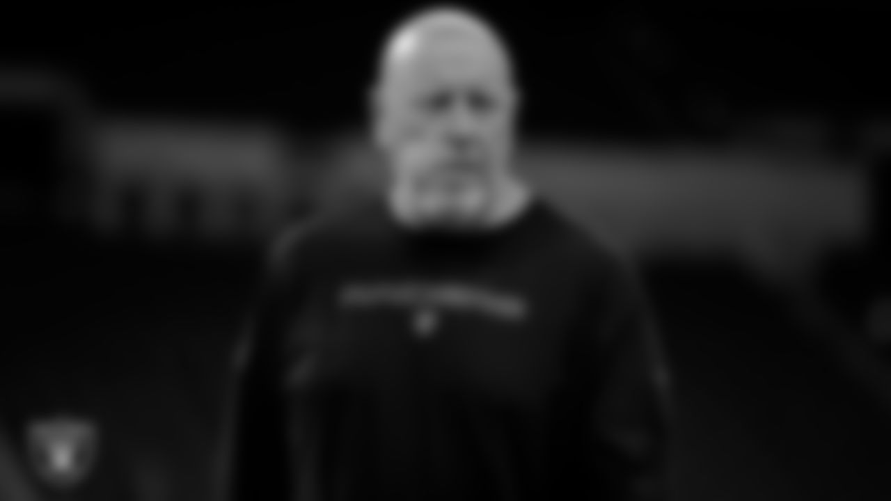 Las Vegas Raiders offensive line coach Tom Cable before the regular season away game against the Indianapolis Colts.