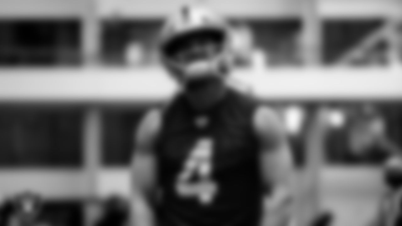 Las Vegas Raiders quarterback Derek Carr (4) during practice.