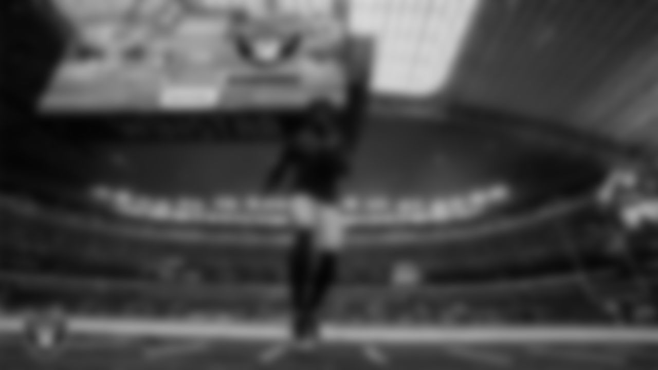Las Vegas Raiders wide receiver Tre Tucker (89) warming up before the preseason away game against the Dallas Cowboys at AT&T Stadium.