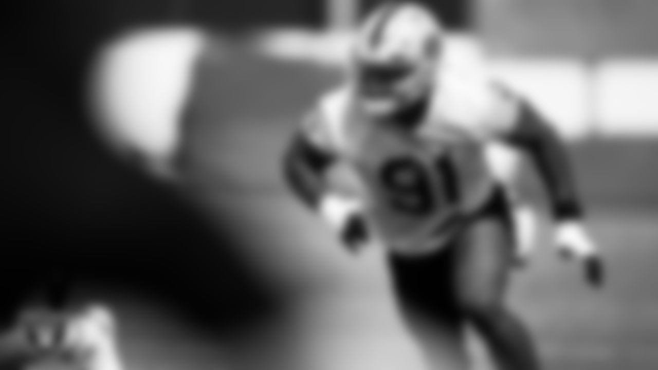 Las Vegas Raiders defensive end Yannick Ngakoue (91) during practice at Intermountain Healthcare Performance Center.