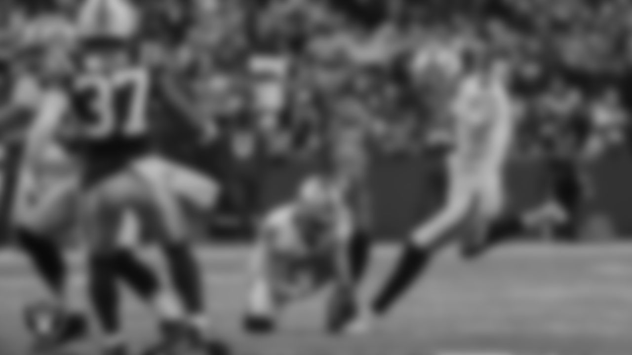 Las Vegas Raiders kicker Daniel Carlson (2) kicks a 44-yard field goal during the regular season away game against the Indianapolis Colts.