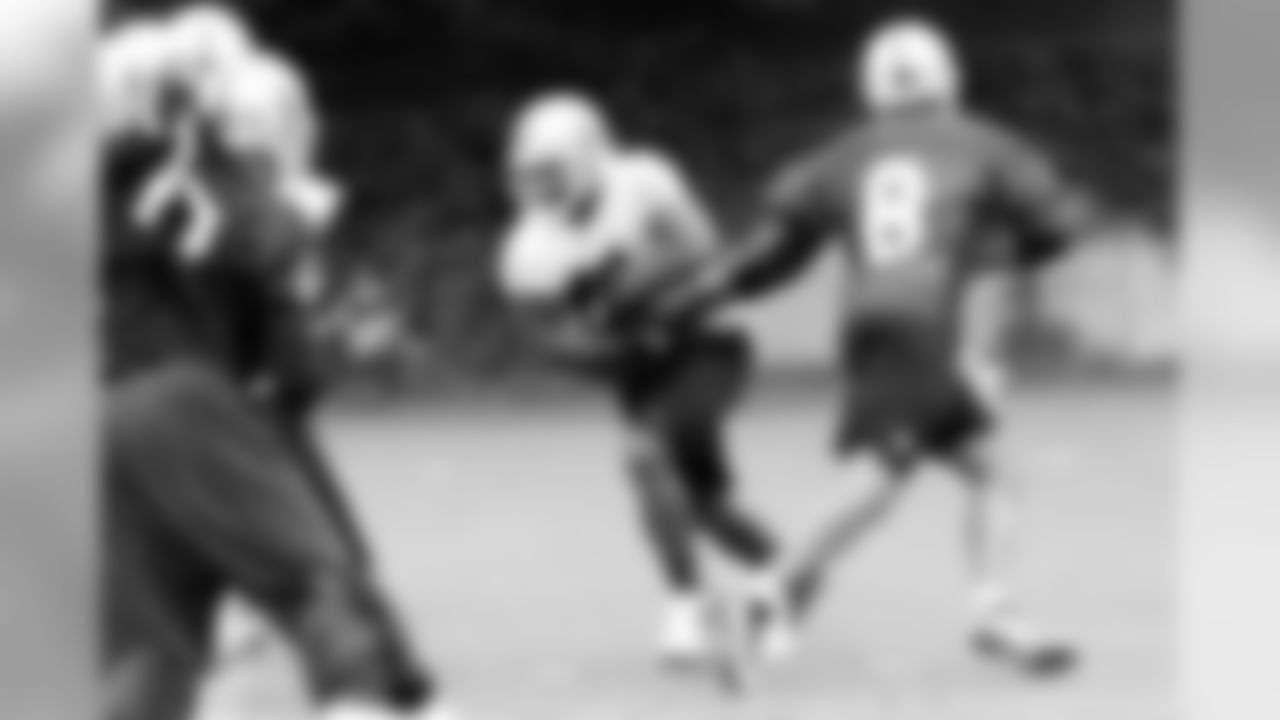 FB Marcel Reece takes the hand off from QB Jason Campbell. Photo By Tony Gonzales