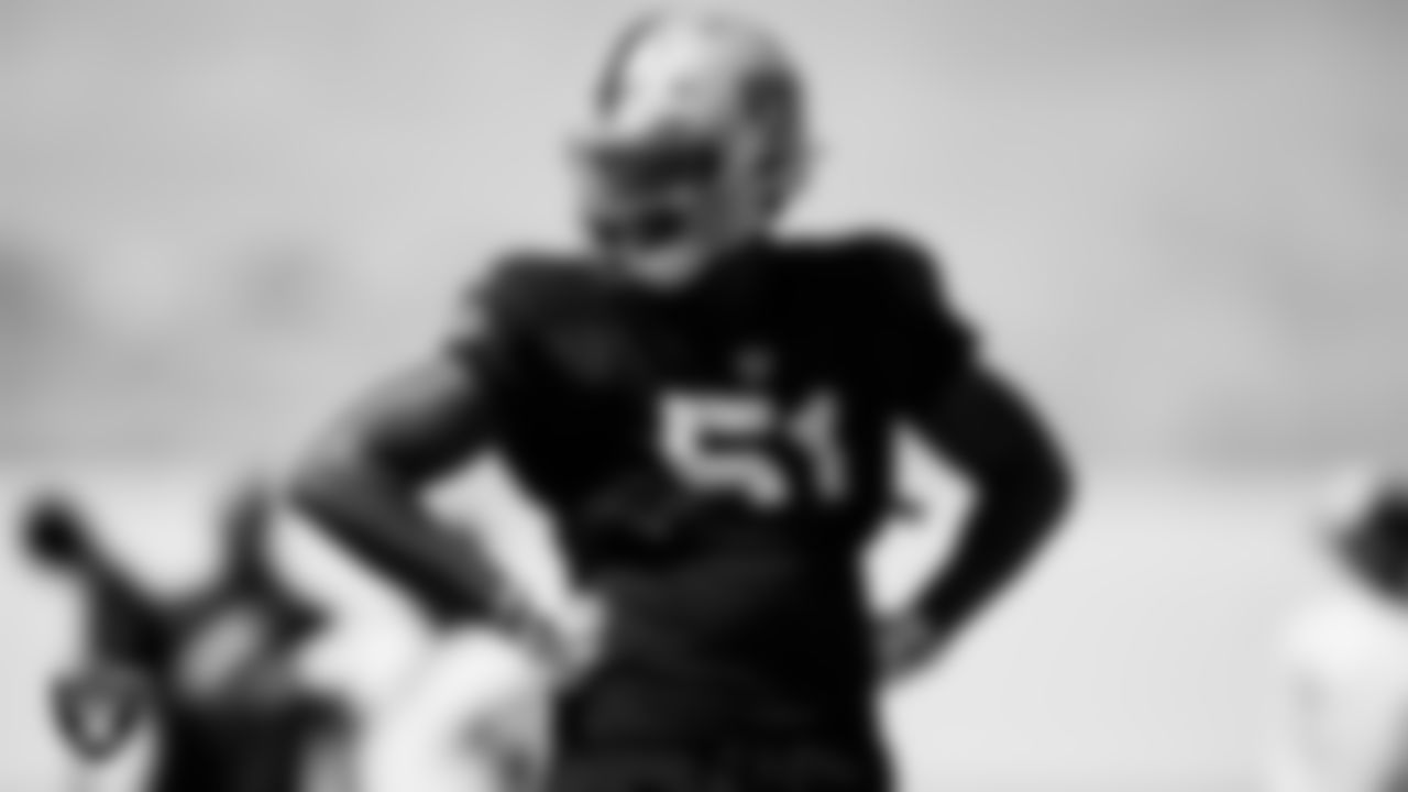 Las Vegas Raiders defensive end Malcolm Koonce (51) on the field for practice at 2021 Training Camp.