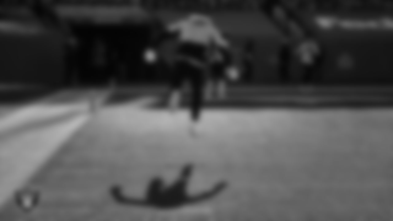 Las Vegas Raiders wide receiver Nelson Agholor (15) warming up before the regular season away game against the Denver Broncos.