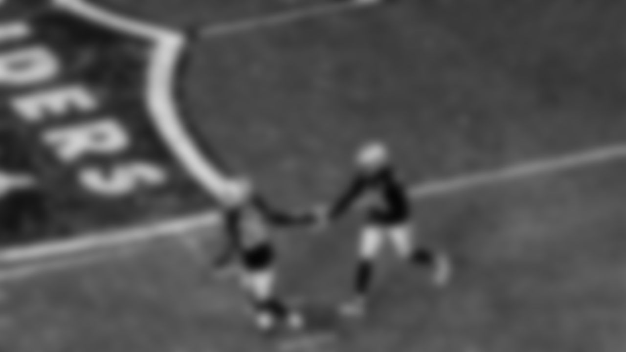 Las Vegas Raiders cornerback Nevin Lawson (26) and cornerback Isaiah Johnson (31) during the regular season home game against the Kansas City Chiefs.