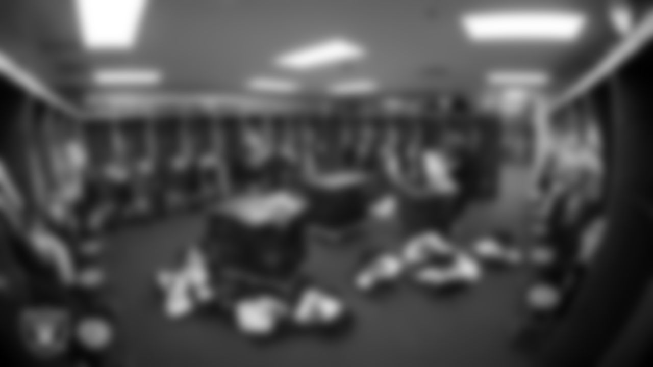 The locker room prior to the Las Vegas Raiders' arrival for their regular season away game against the Kansas City Chiefs at Arrowhead Stadium.