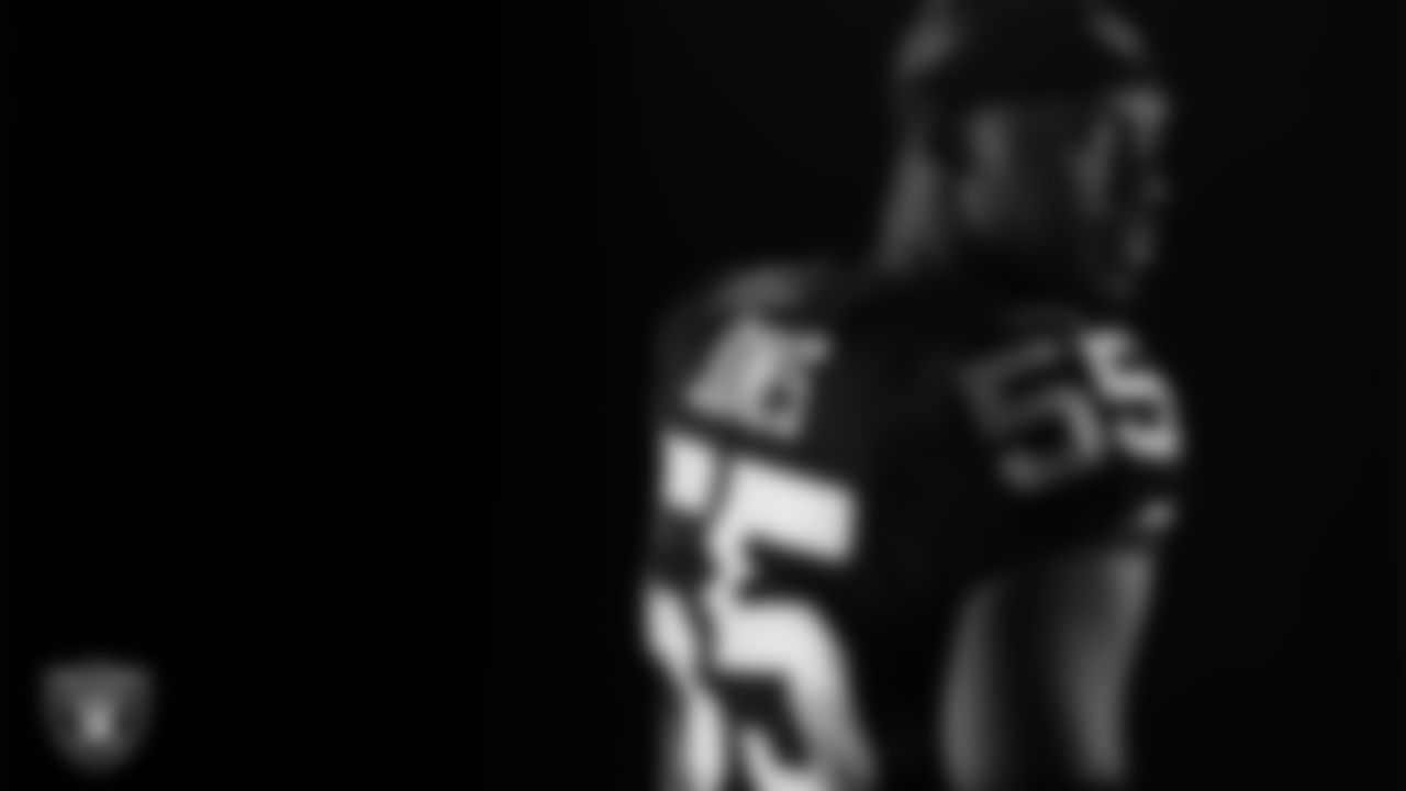 Las Vegas Raiders defensive end Chandler Jones (55) poses for a photo at the 2023 Las Vegas Raiders Content Day.