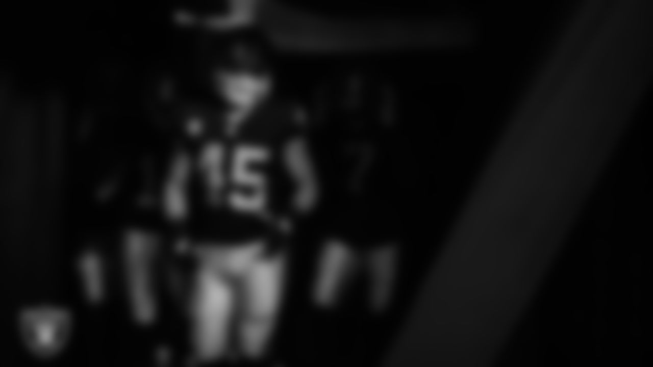 Las Vegas Raiders fullback Alec Ingold (45) walks down the tunnel before the regular season home game against the Miami Dolphins.