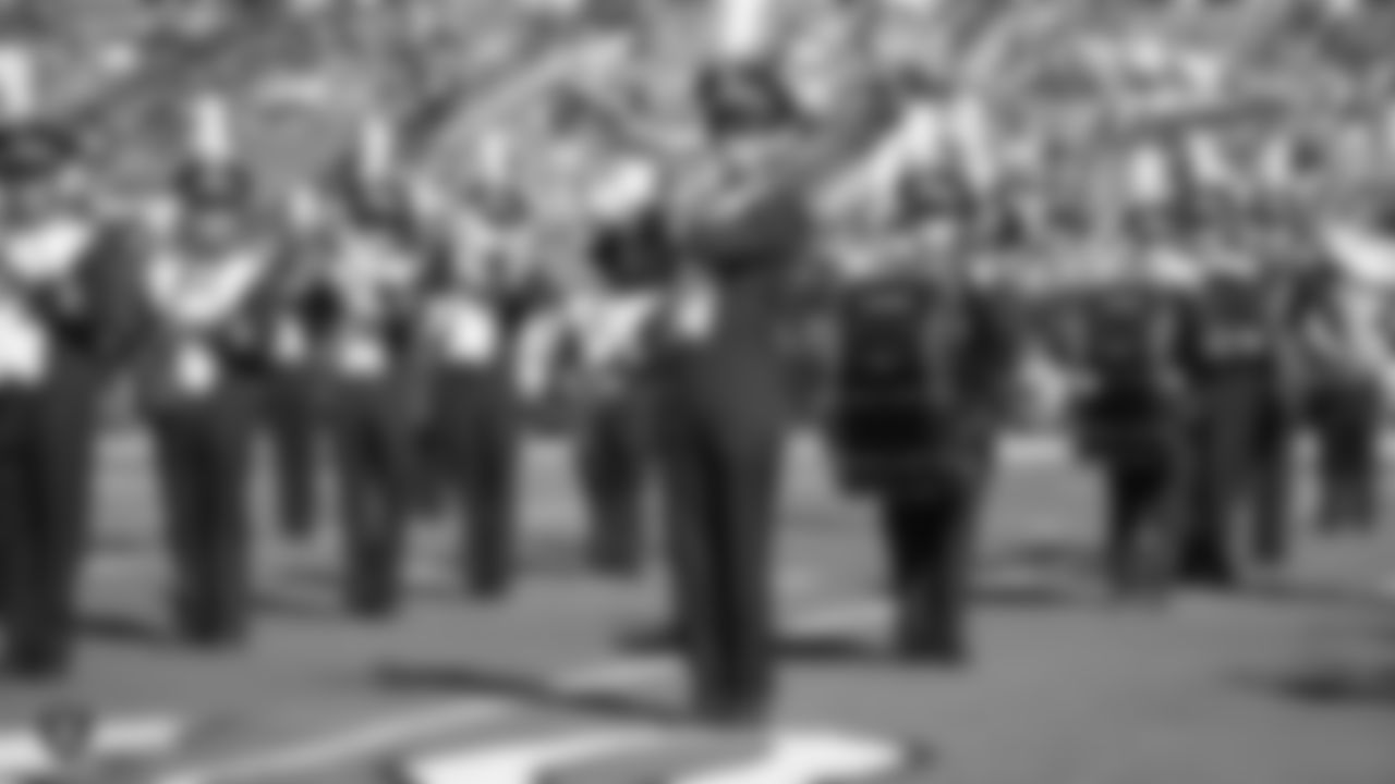 The UC Davis Marching Band performs before the Raiders regular season game against the Detroit Lions.