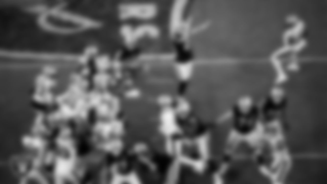 Las Vegas Raiders kicker Daniel Carlson (2) kicks a 54-yard field goal during the regular season home game against the New Orleans Saints.