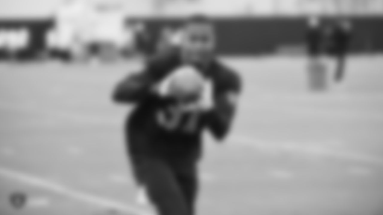 Raiders cornerback Isaiah Johnson (31) at a workout during phase two of the offseason program at the Raiders Practice Facility in Alameda, Calif.