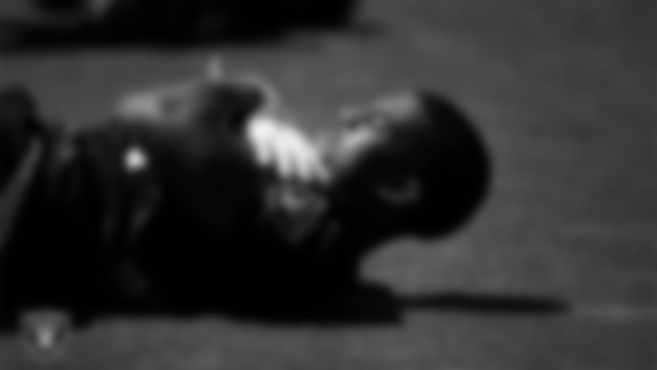 Las Vegas Raiders safety Bryce Cosby (44) at an Organized Team Activity (OTA).