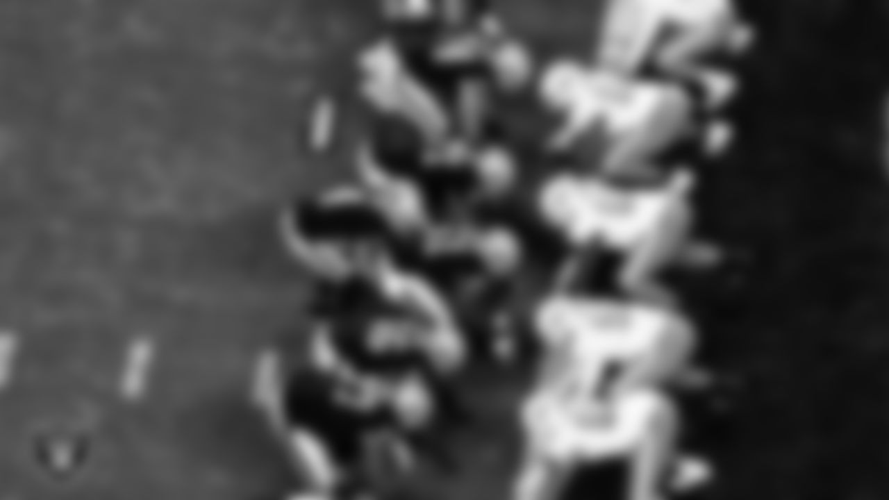 The Las Vegas Raiders offense lines up before the snap during the regular season home game against the Miami Dolphins.