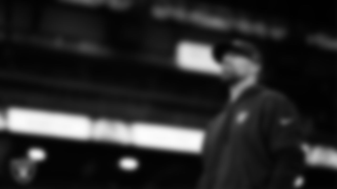Las Vegas Raiders defensive line coach Rob Leonard before the Las Vegas Raiders' regular season away game against the Detroit Lions at Ford Field.