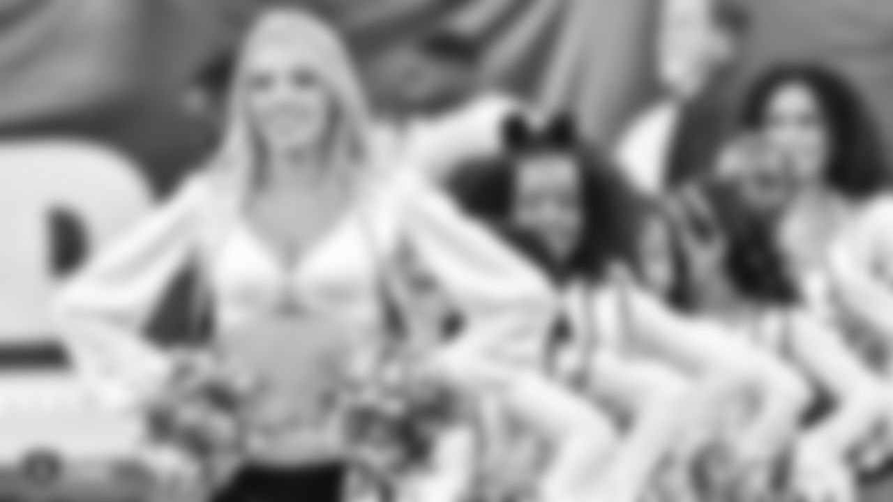 The Raiderettes and Junior Raiderettes during their performance at The Oakland Raiders preseason game against the Green Bay Packers, Friday, August 24, 2018, in Oakland, California. The Oakland Raiders won 13-6.