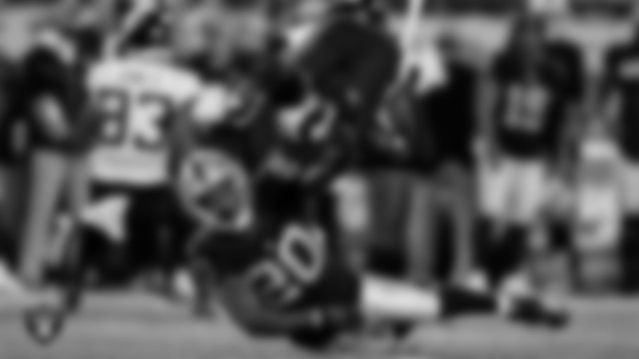 Las Vegas Raiders cornerback Darius Phillips (20) during the Hall of Fame Game against the Jacksonville Jaguars at Tom Benson Hall of Fame Stadium.