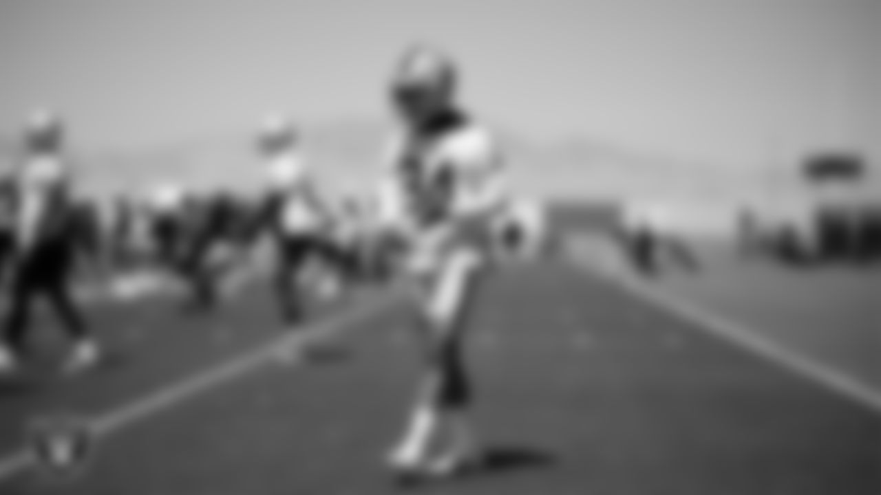 Las Vegas Raiders wide receiver Tyron Johnson (84) at an Organized Team Activity (OTA).