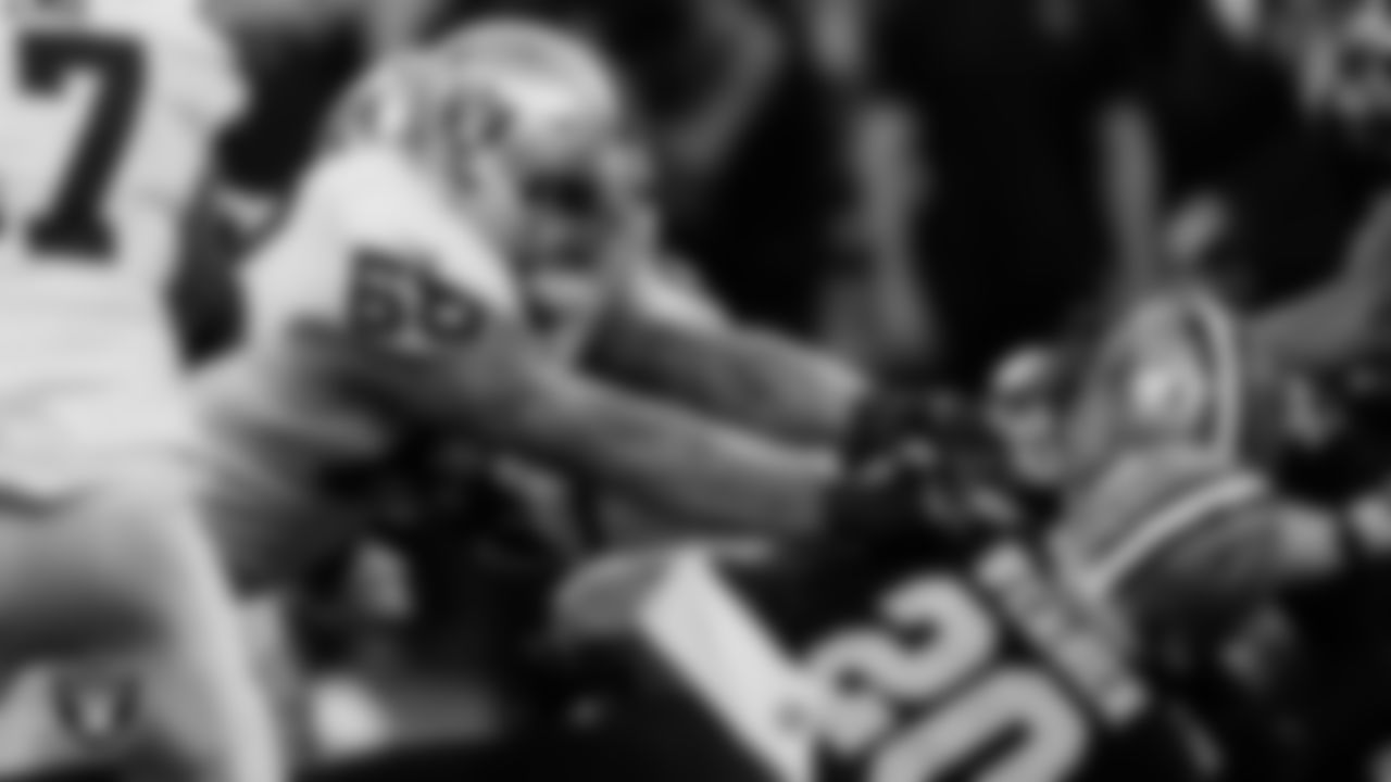 Las Vegas Raiders center Andre James (68) blocks during the regular season away game against the New Orleans Saints at Caesars Superdome.