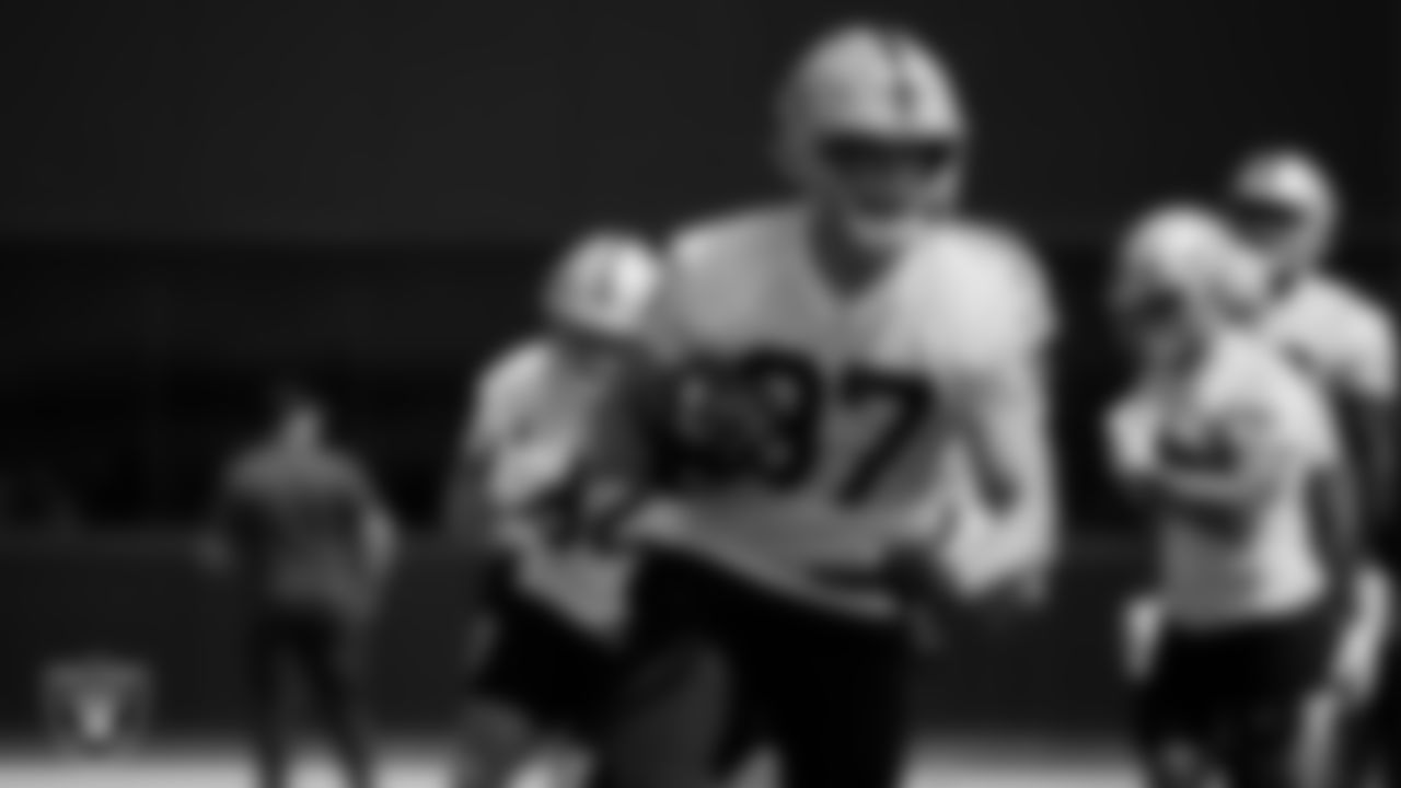 Las Vegas Raiders tight end Foster Moreau (87) during Day Two of 2022 Veteran Minicamp.
