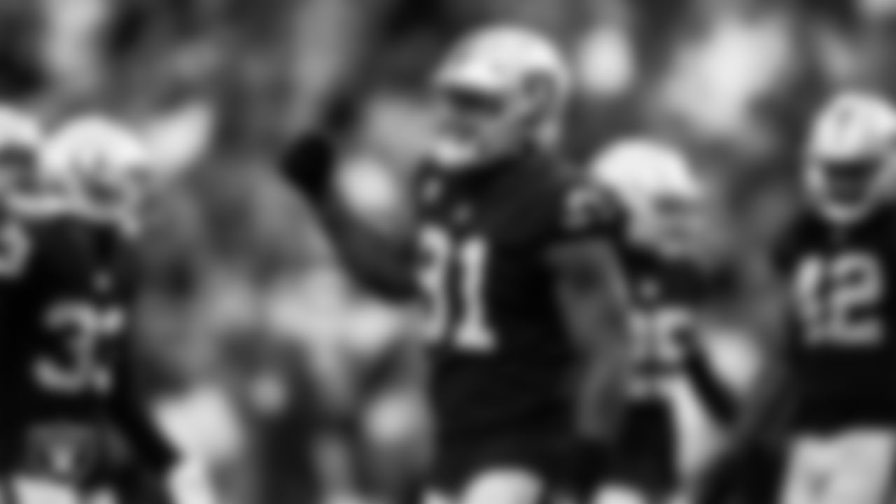 Las Vegas Raiders defensive end Yannick Ngakoue (91) celebrates during the regular season home game against the Chicago Bears.