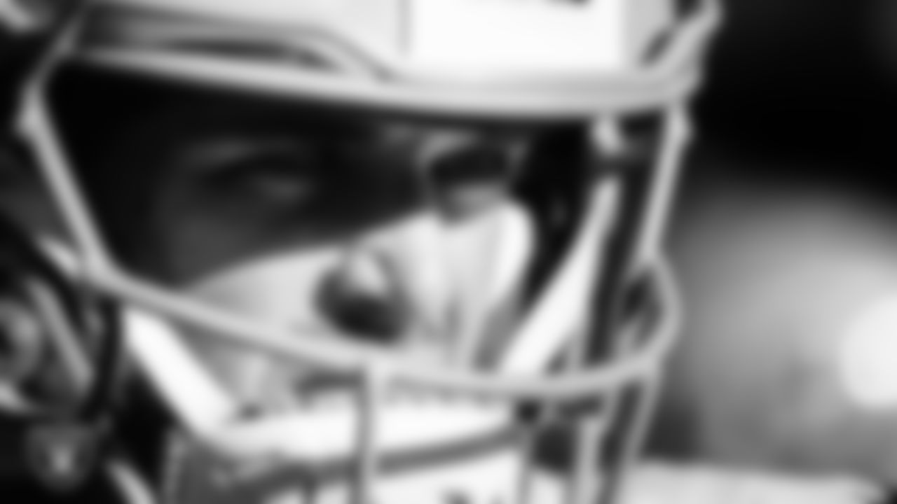 Las Vegas Raiders quarterback Derek Carr (4) waits to be introduced onto the field before the regular season away game against the New York Jets.