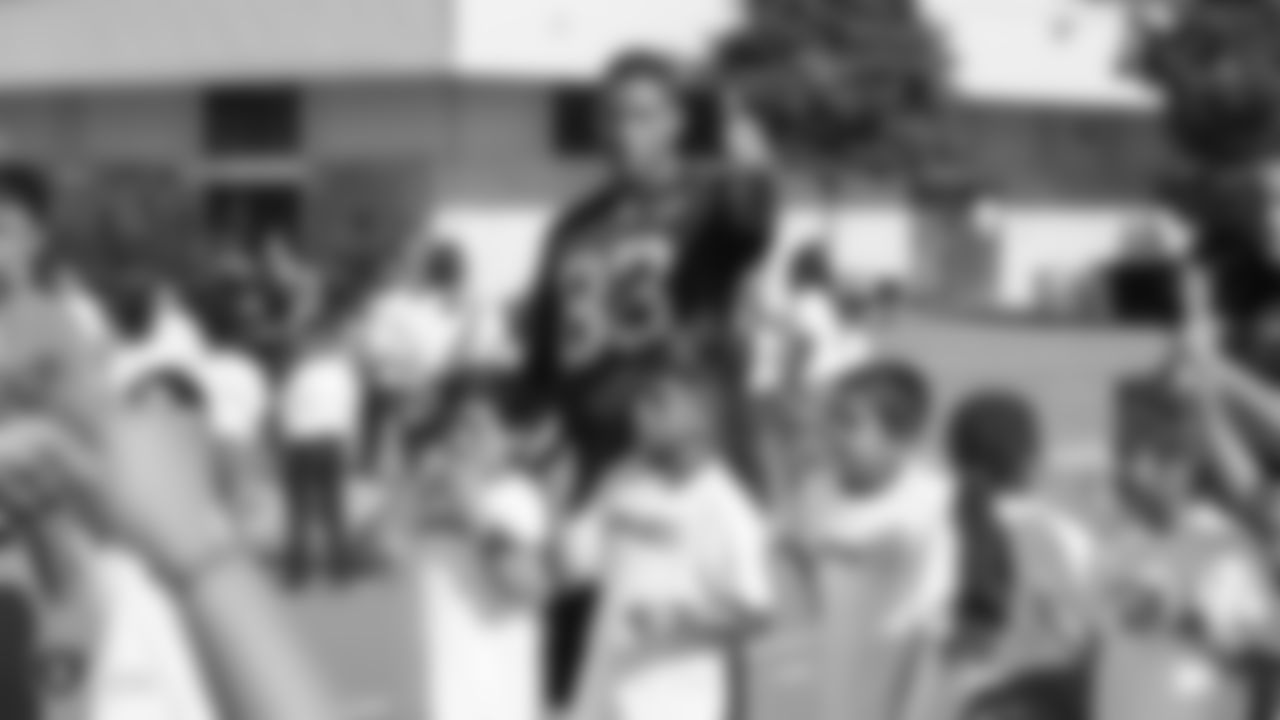 The Oakland Raiders, represented by players Alec Ingold, Isaiah Johnson, Trent Sieg, Darren Waller, and Kyle Wilber, along with the Raiderettes, collaborate with Playworks to promote Play 60's message to students of being active for sixty minutes everyday.