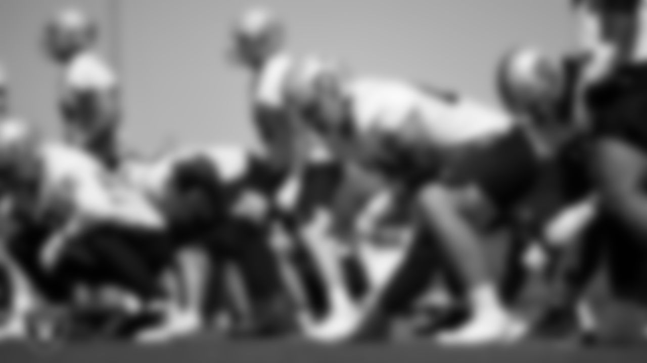 Las Vegas Raiders offensive lineman Alex Bars (64) at an Organized Team Activity (OTA).