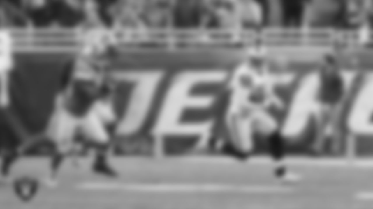 Oakland Raiders running back Jamize Olawale (49) rushes during the regular season away game against the Detroit Lions at Ford Field, Sunday, November 22, 2015, in Detroit, Mich.