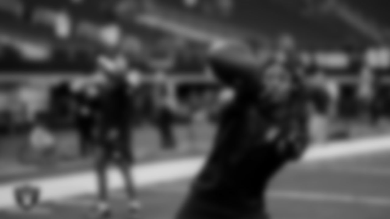 Las Vegas Raiders running back Sincere McCormick (47) warming up before the preseason away game against the Dallas Cowboys at AT&T Stadium.
