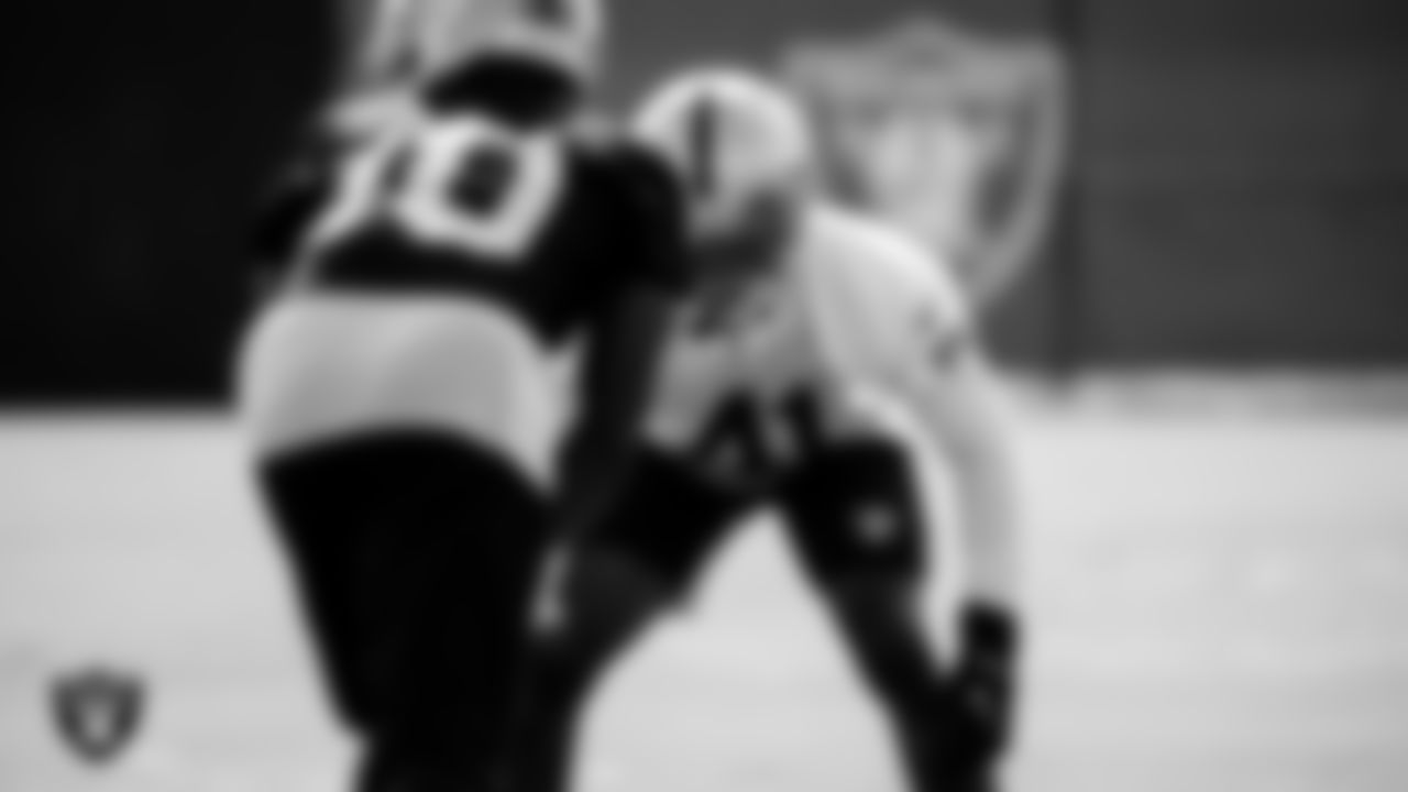 Las Vegas Raiders defensive back D.J. White (41) during practice.