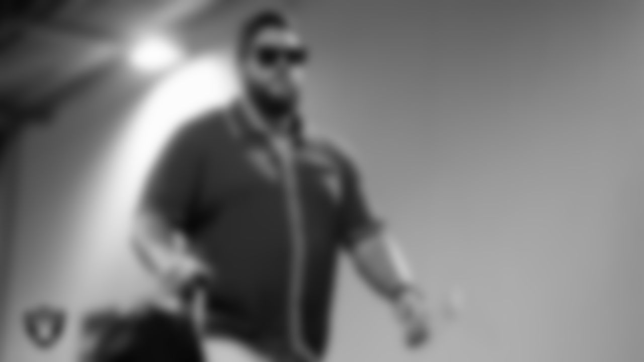 Las Vegas Raiders guard Greg Van Roten (70) arrives to the regular season away game against the Los Angeles Chargers at SoFi Stadium.