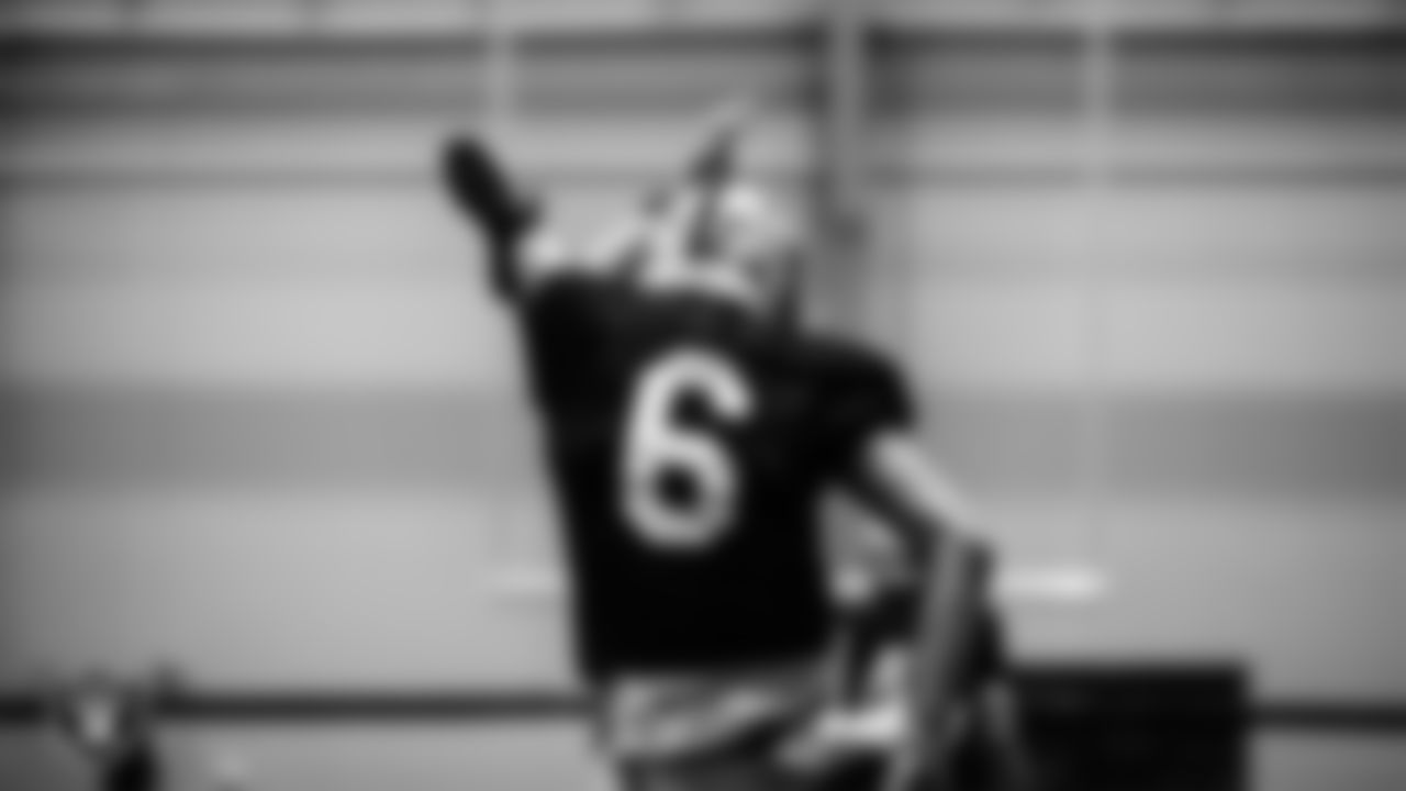 Las Vegas Raiders punter AJ Cole (6) during practice.