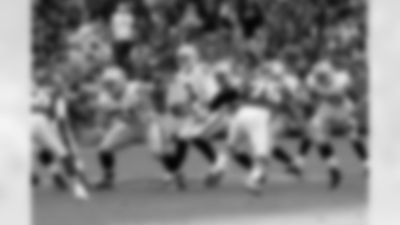 QB Carson Palmer drops back with FB Marcel Reece and RB Darren McFadden in the backfield.