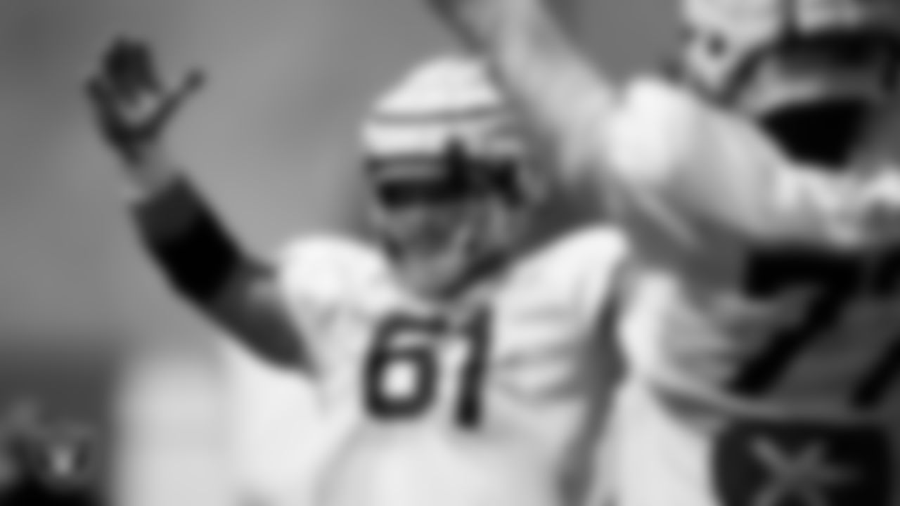 Las Vegas Raiders offensive lineman Jordan Meredith (61) on the field for practice at 2022 Training Camp at Intermountain Healthcare Performance Center.