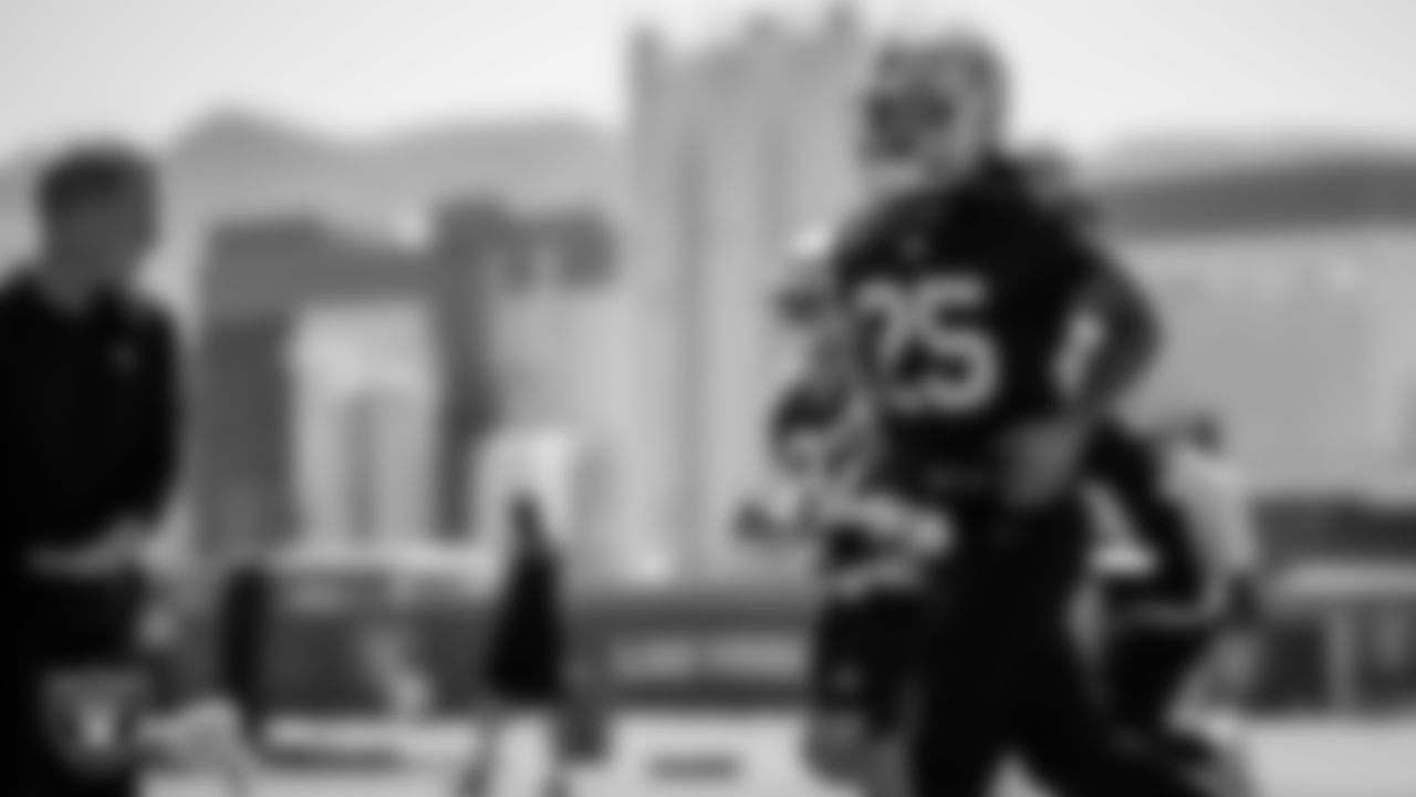 Las Vegas Raiders safety Tre'von Moehrig (25) at an Organized Team Activity (OTA).