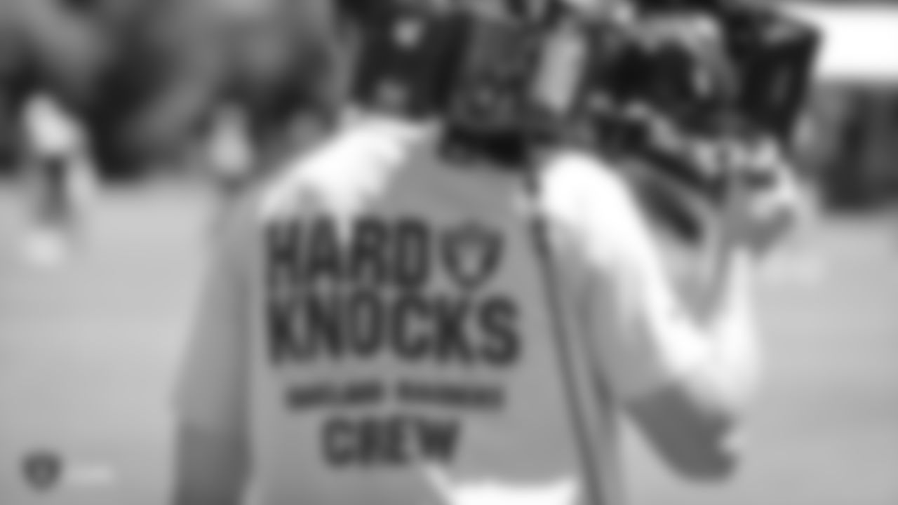 The Hard Knocks crew films the Raiders practice at 2019 Training Camp.