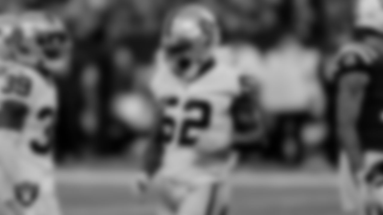 Las Vegas Raiders linebacker Denzel Perryman (52) during the regular season away game against the Indianapolis Colts.