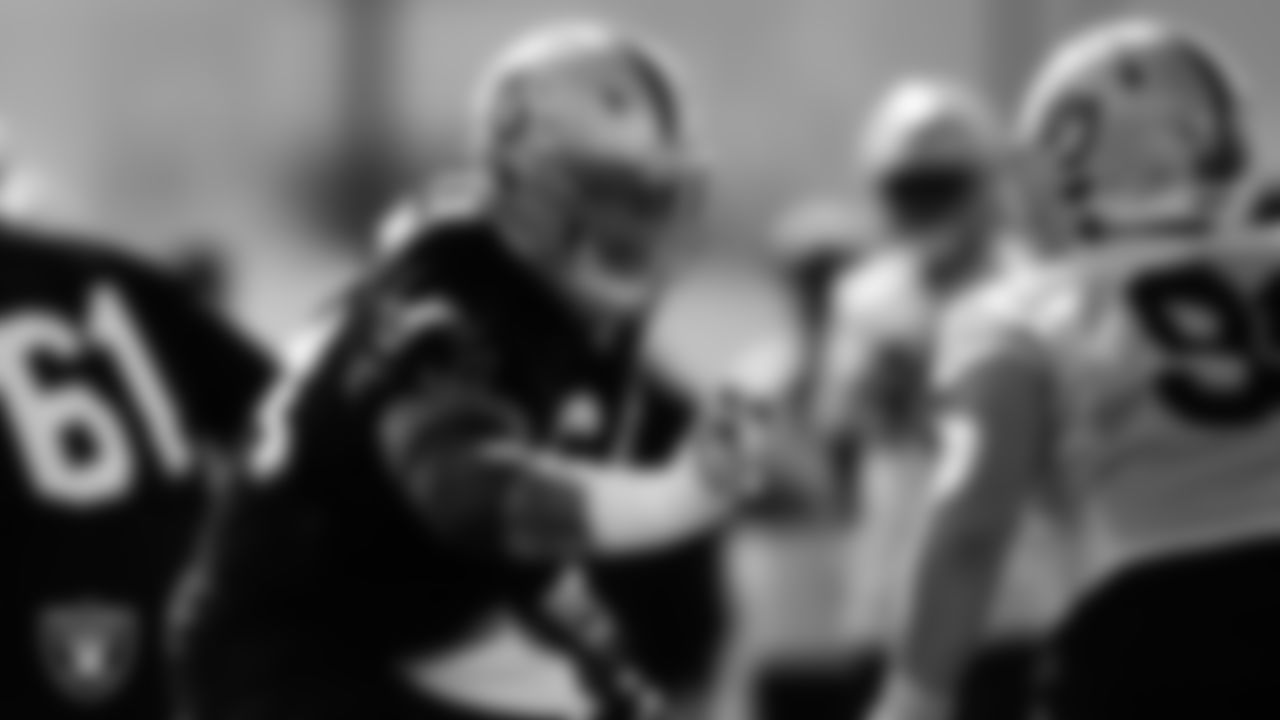 Las Vegas Raiders guard Richie Incognito (64) on the field for practice at 2020 Training Camp.