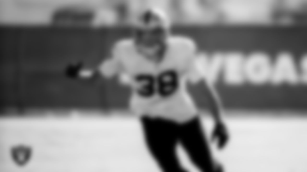 Las Vegas Raiders safety Jeff Heath (38) during practice.