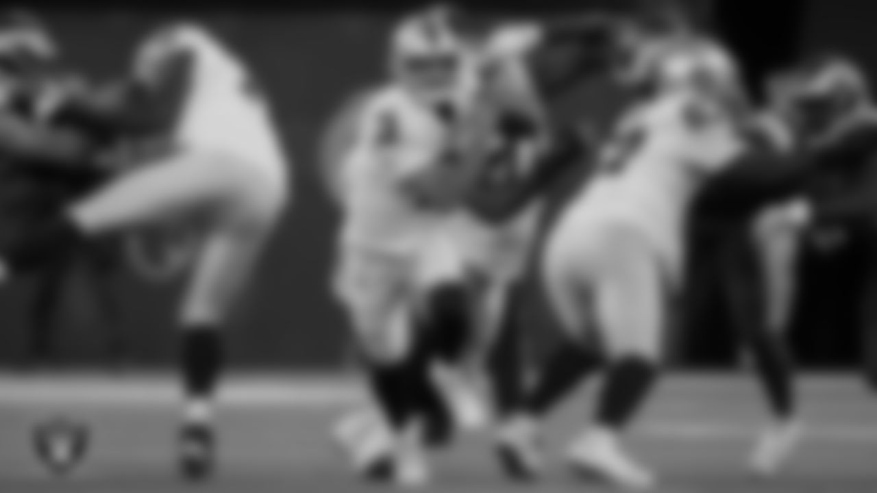 Las Vegas Raiders quarterback Nathan Peterman (3) during the preseason game against the Los Angeles Rams at SoFi Stadium.