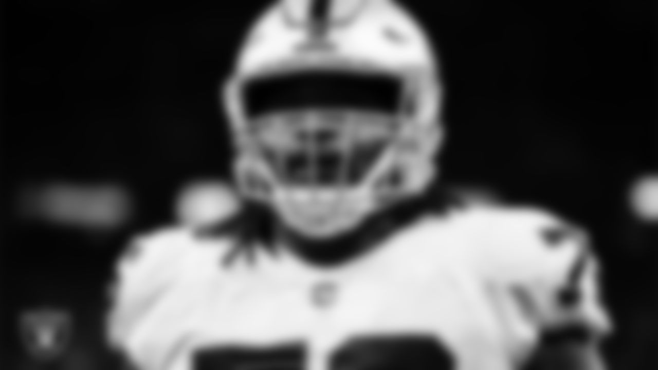 Las Vegas Raiders guard John Simpson (76) warming up before the regular season away game against the New Orleans Saints at Caesars Superdome.