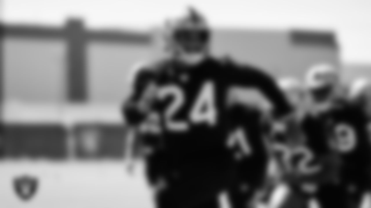 Las Vegas Raiders safety Johnathan Abram (24) at an Organized Team Activity (OTA).