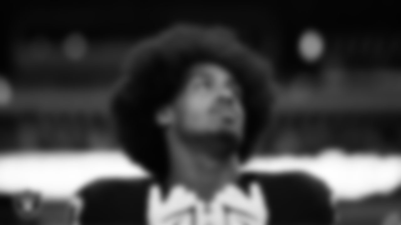 Las Vegas Raiders safety Isaiah Pola-Mao (20) during the national anthem before the regular season home game against the Pittsburgh Steelers at Allegiant Stadium.
